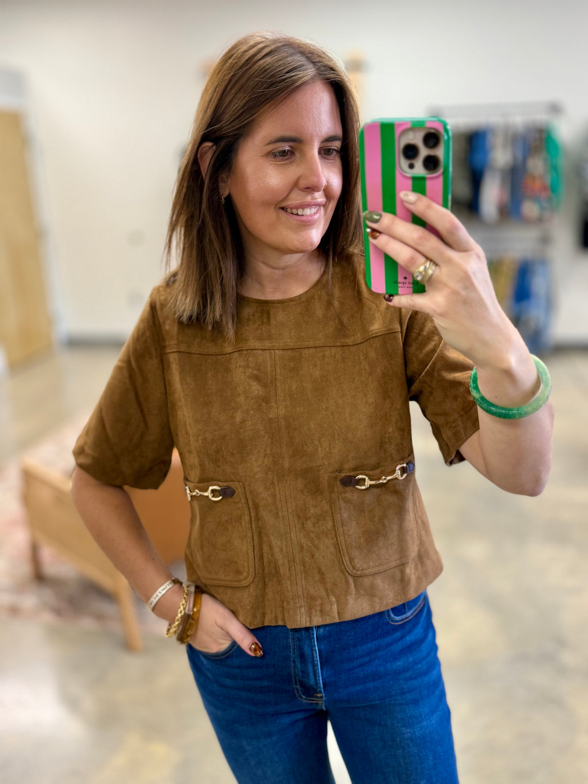 The Aubrey Suede Blouse