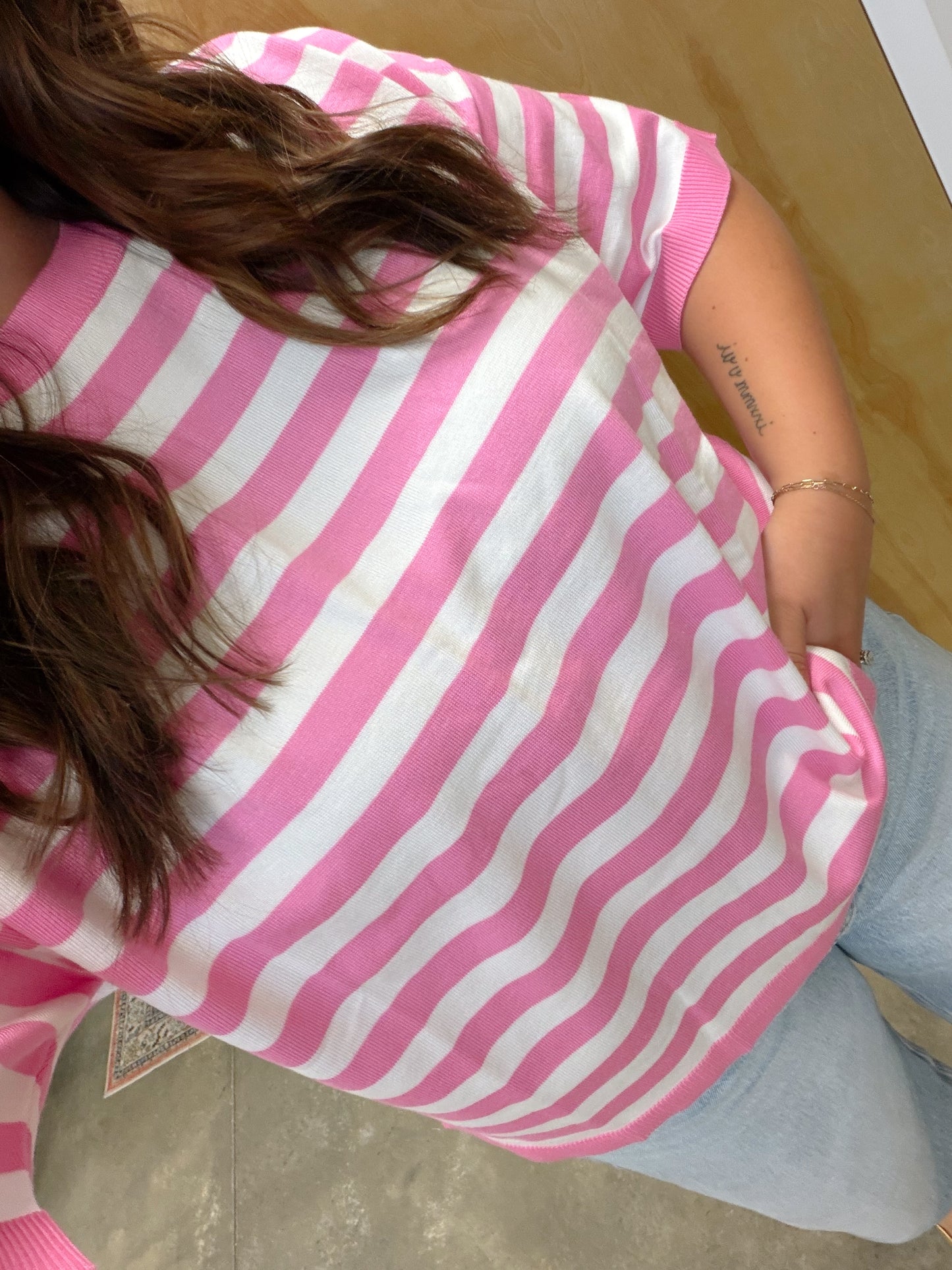 The Crew Stripped Sweater Top PINK