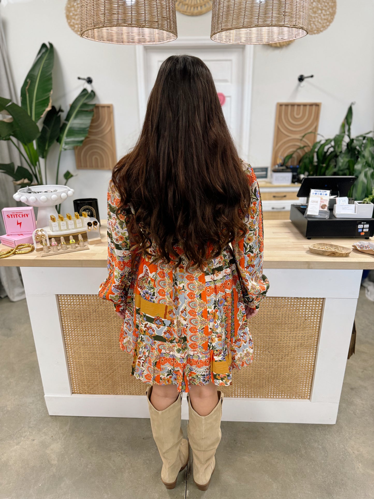 Patchwork Ruffled Mini Dress