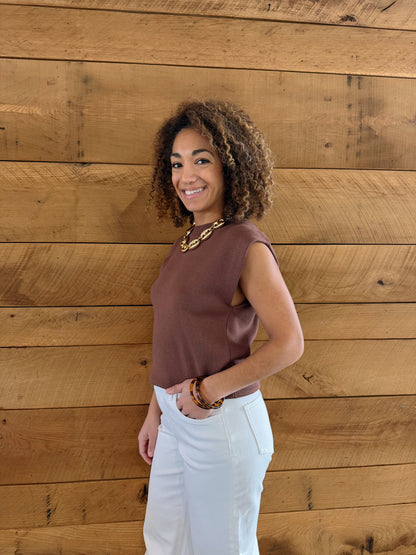 The Sylvie Vest Sky Brown