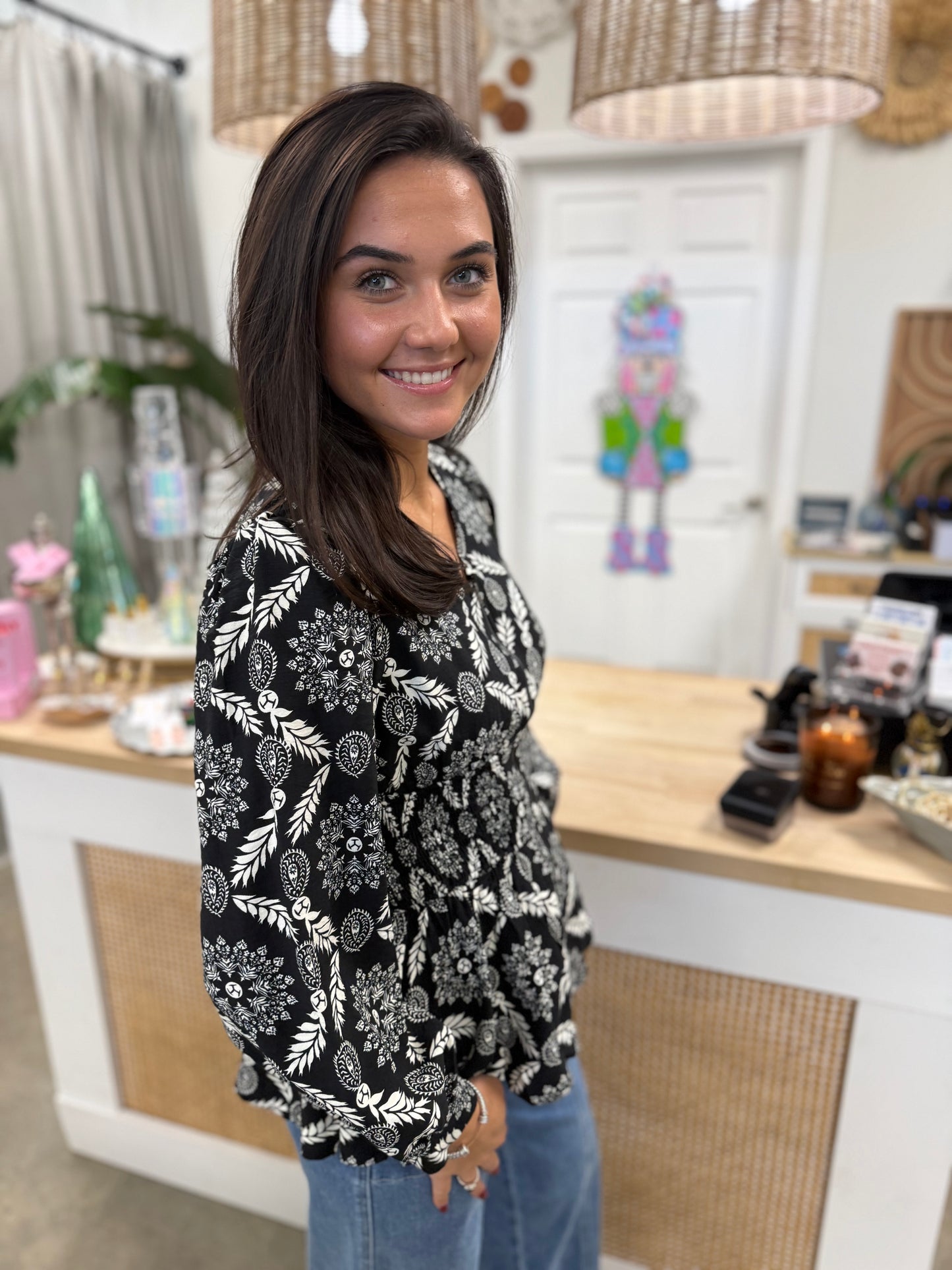 The Cameron Zipper Blouse in Black