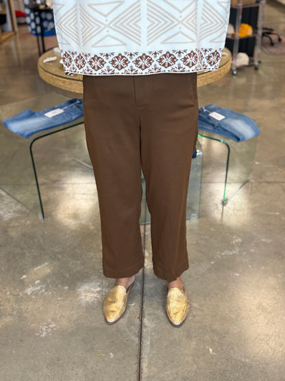 The Office Wide Leg Pants-Brown