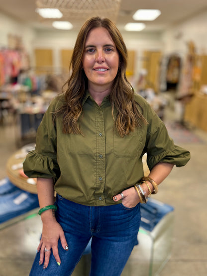 The Barker Button Down in Olive