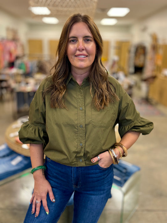 The Barker Button Down in Olive