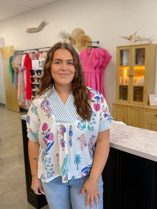 The Angela Block Print Blouse