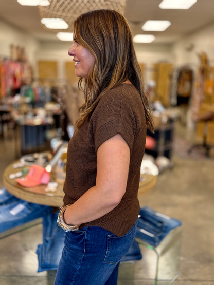 The Brinley Short Sleeve Sweater Brown