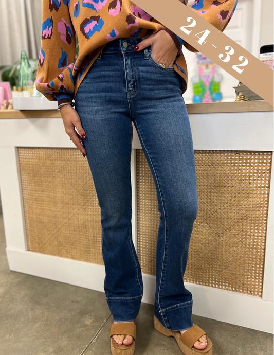 HIGH RISE TROUSER HEM BOOTCUT JEANS