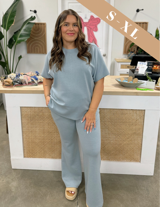 The Poncho Set Dusty Blue