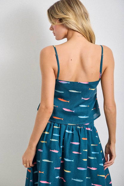 Fin Print Cami in Teal
