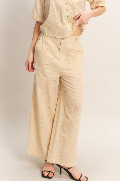 The Floral Eyelet Pants In Sand