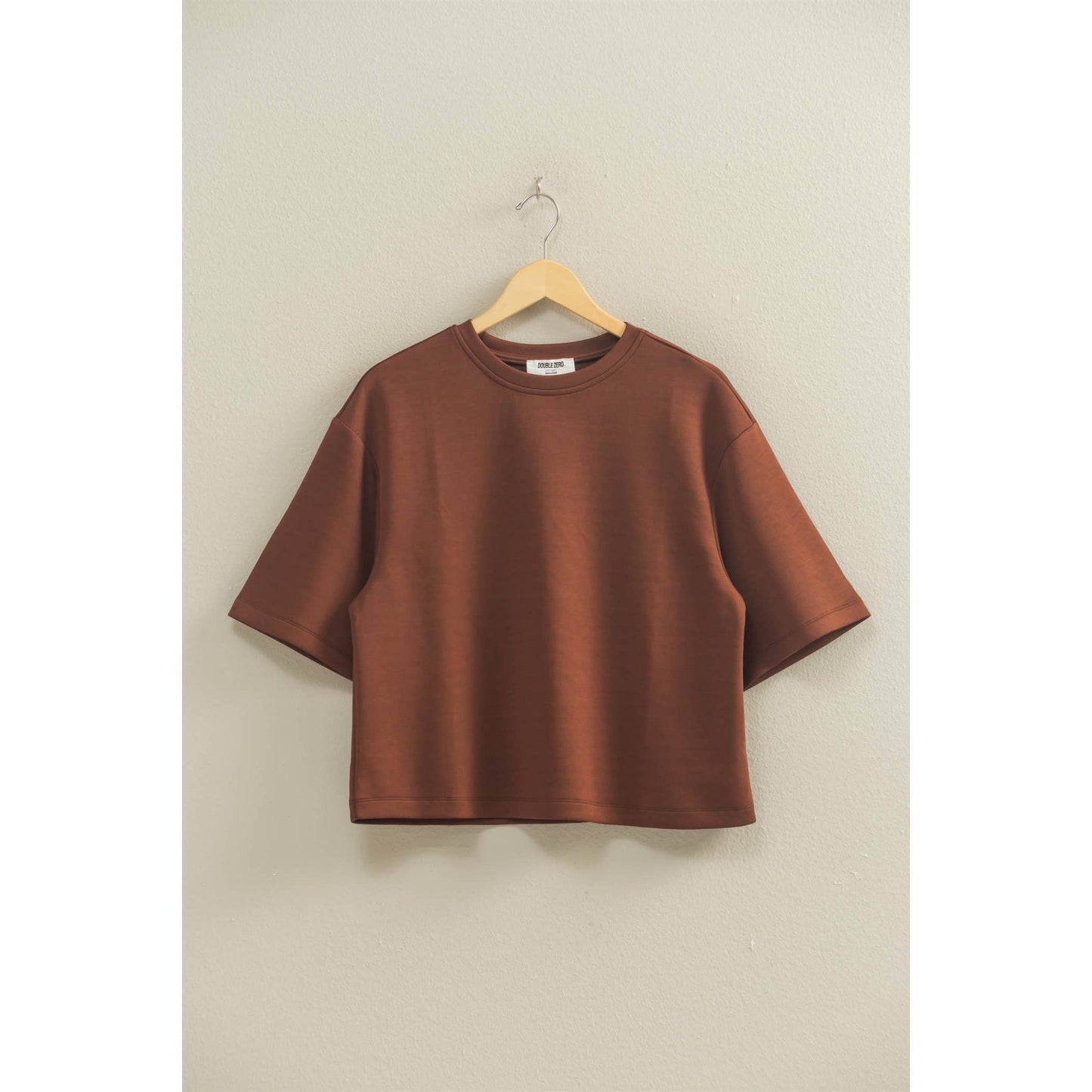 Scuba Drop Shoulder Everyday Basic Top Brown