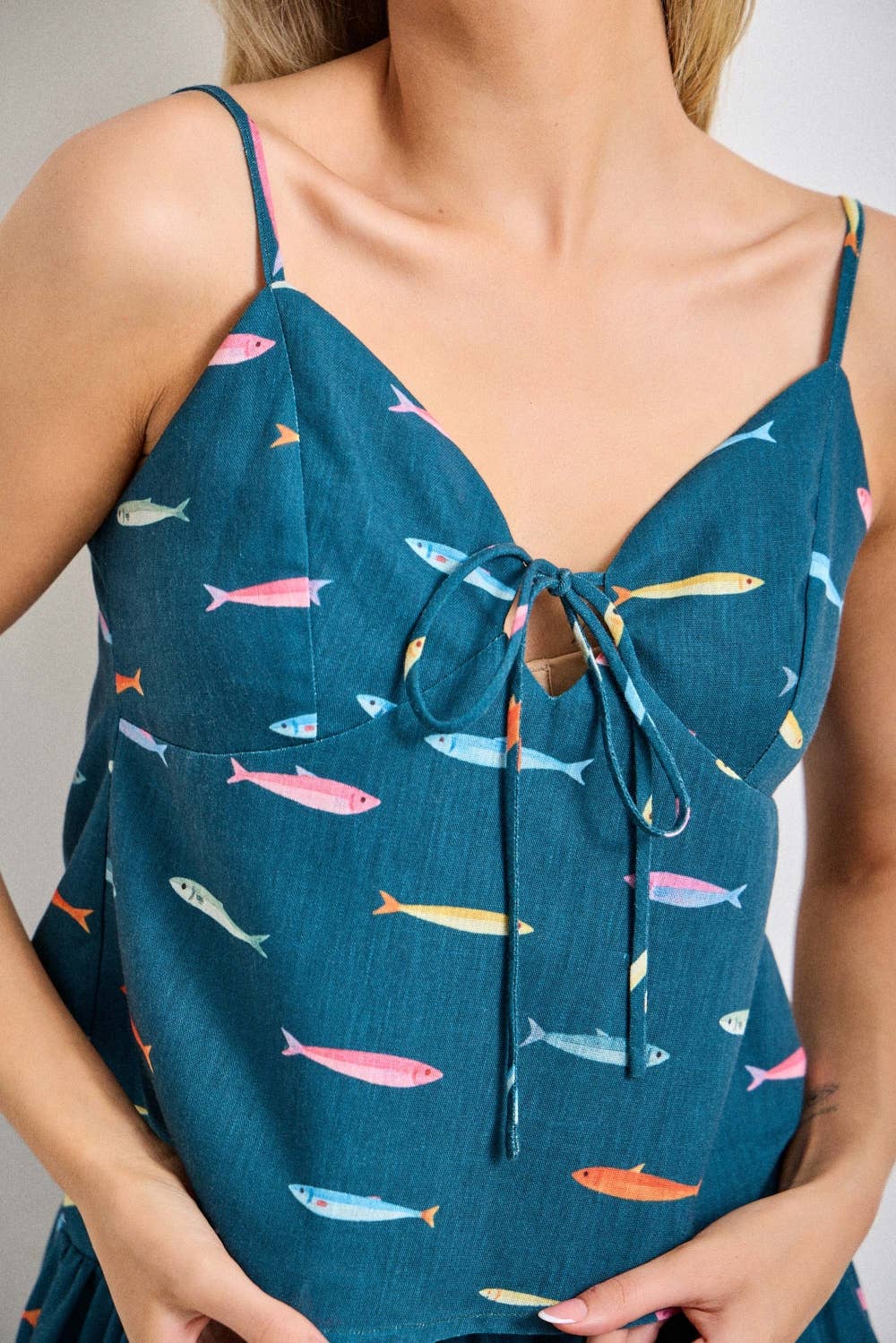 Fin Print Cami in Teal