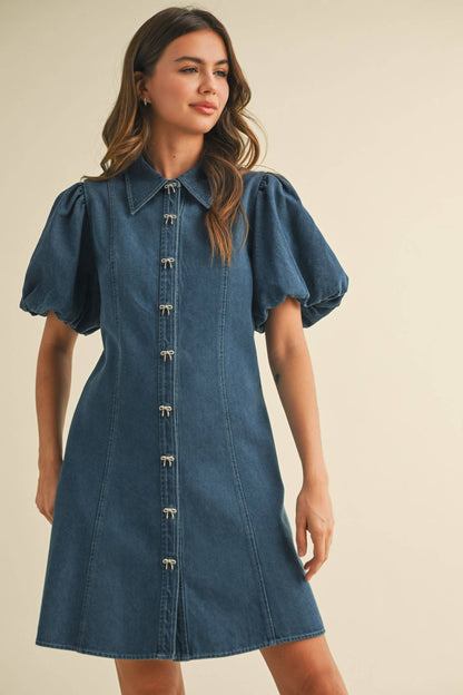 Denim and Bows Mini Dress
