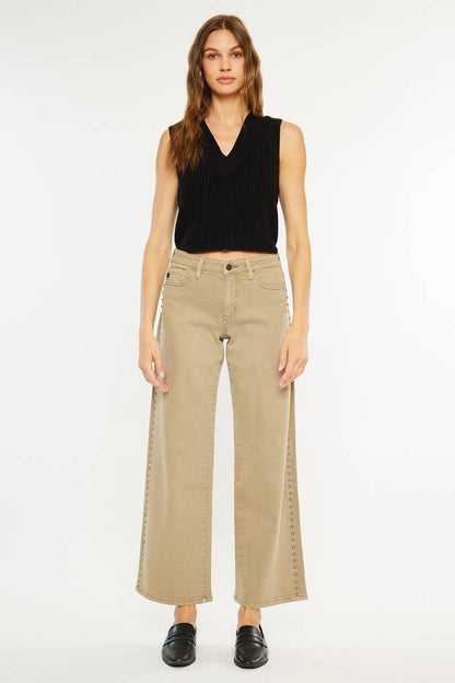 KanCan Stud Mid Rise Wide Leg