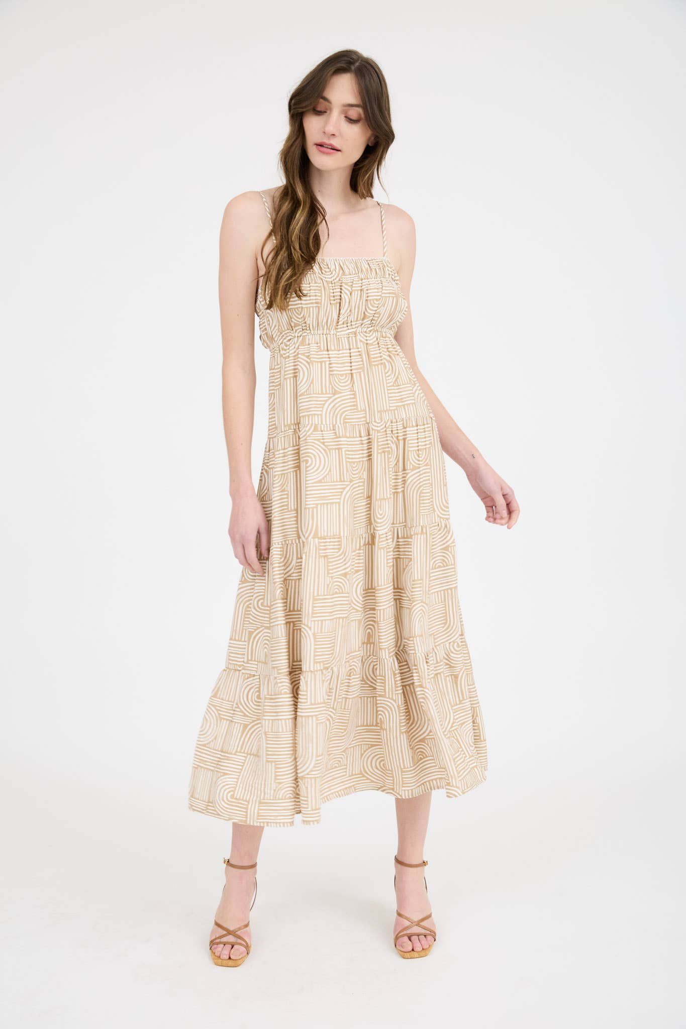 ABSTRACT PRINT MIDI DRESS