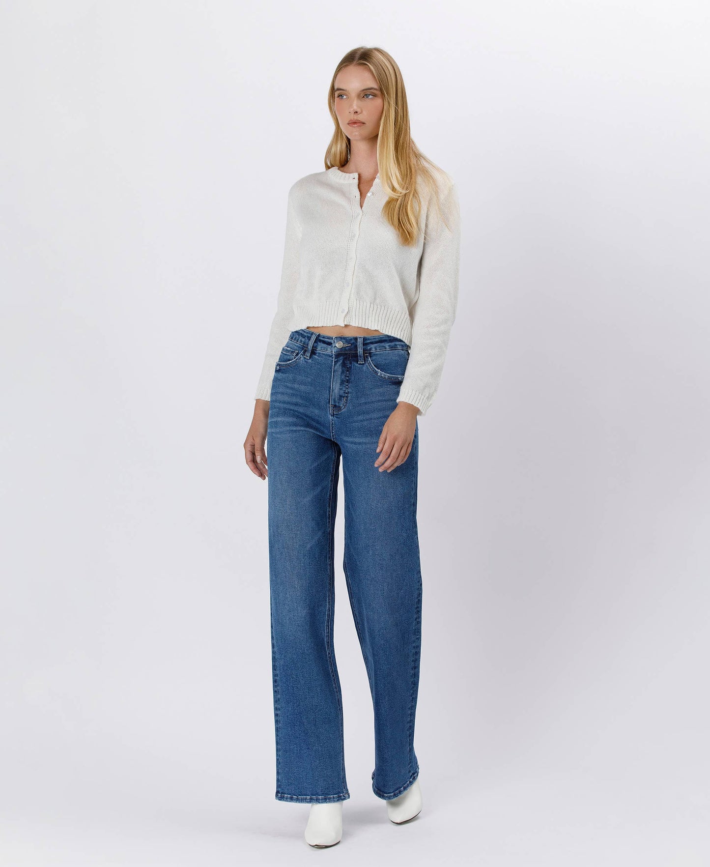 TUMMY CONTROL 90'S SUPER HIGH RISE WIDE LEG JEANS