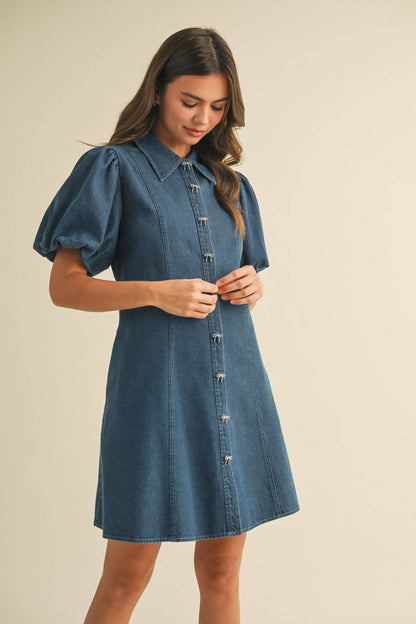 Denim and Bows Mini Dress