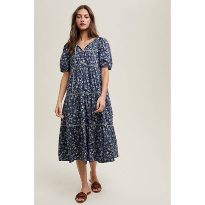 The Piping Floral Midi Dress