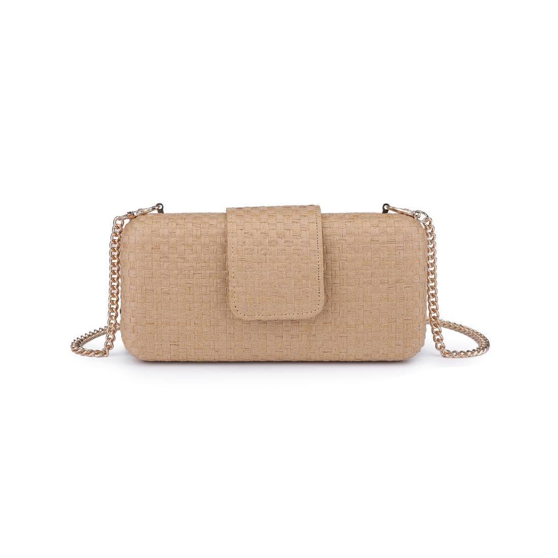 Sylvi Straw Clutch Bag With Chain Strap