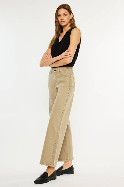 KanCan Stud Mid Rise Wide Leg