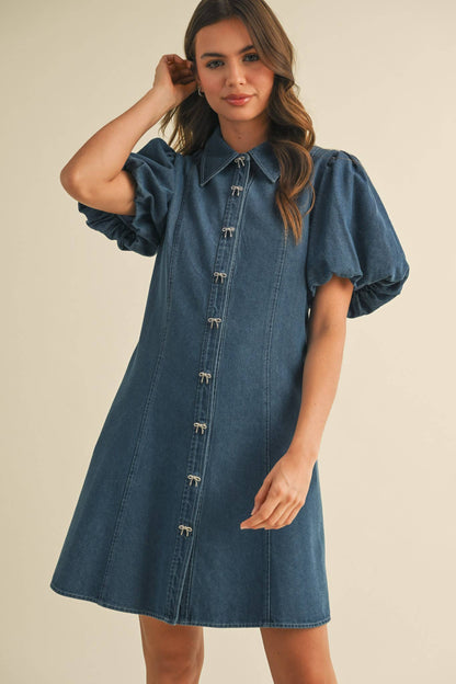 Denim and Bows Mini Dress