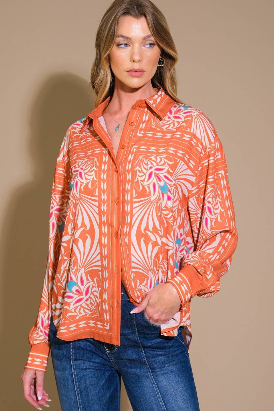 Rio Vibes Button Down Top