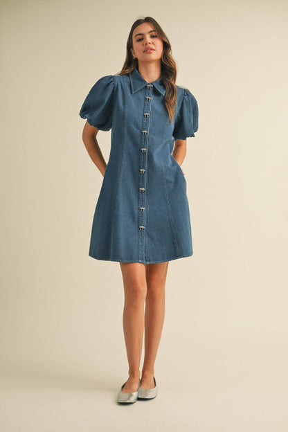 Denim and Bows Mini Dress