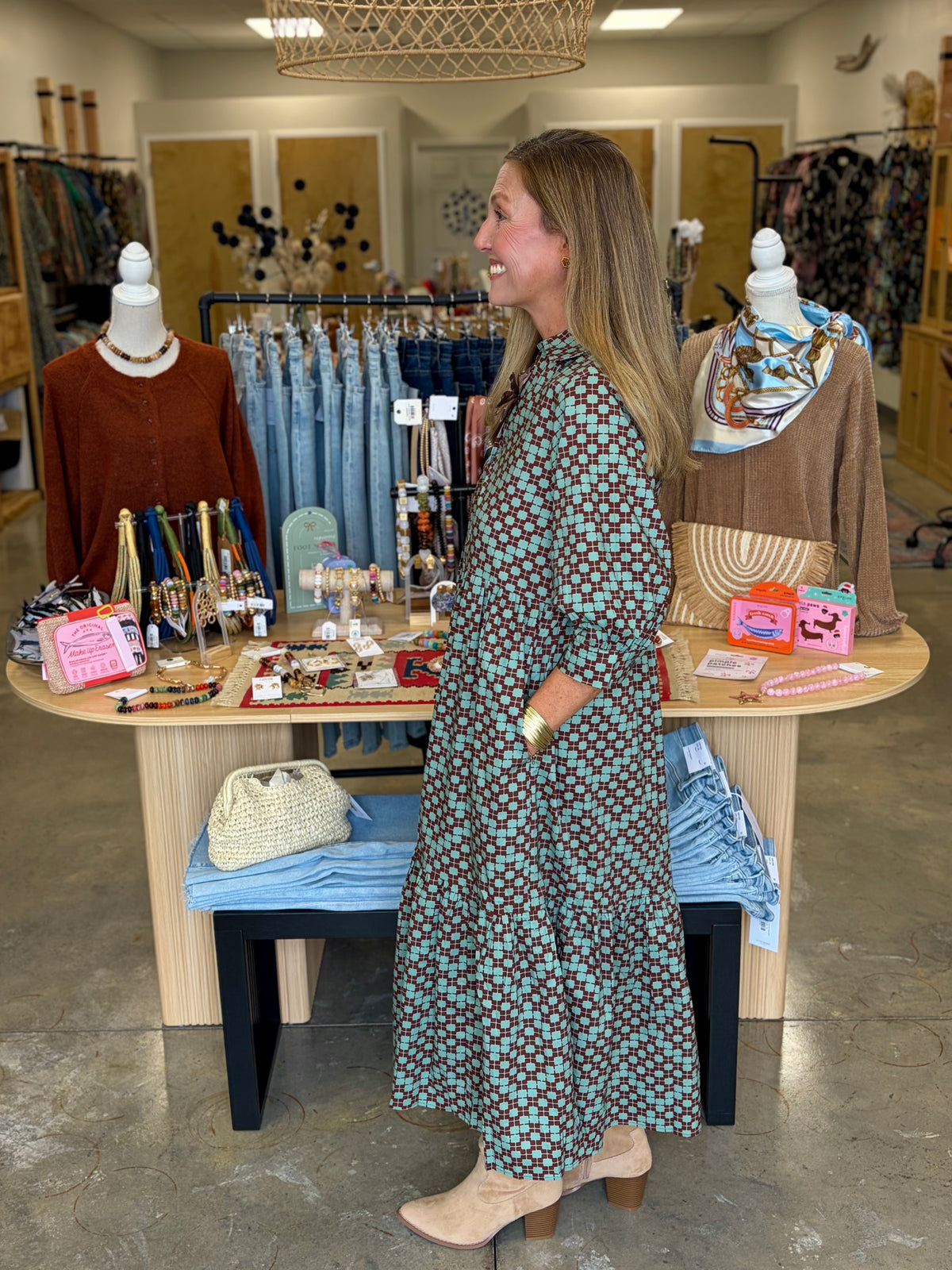 The Retro Block Print Midi Dress