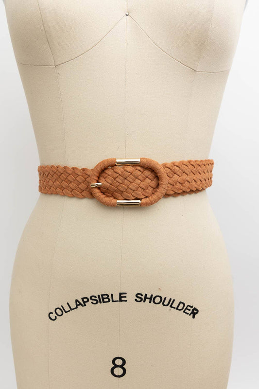 Braided Suede Oval Buckle Belt